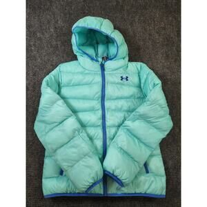 Under Armour Long Sleeved Hooded Puffer Storm Jacket Youth XL Aqua